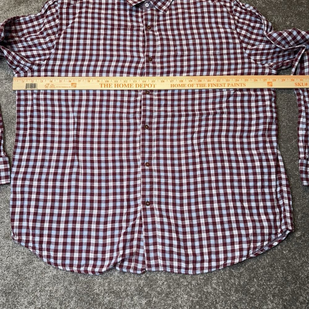 Tommy‎ Bahama Men’s 2XLT Gingham Check Shirt Burgundy Blue Cotton Long Sleeve - Picture 6 of 12
